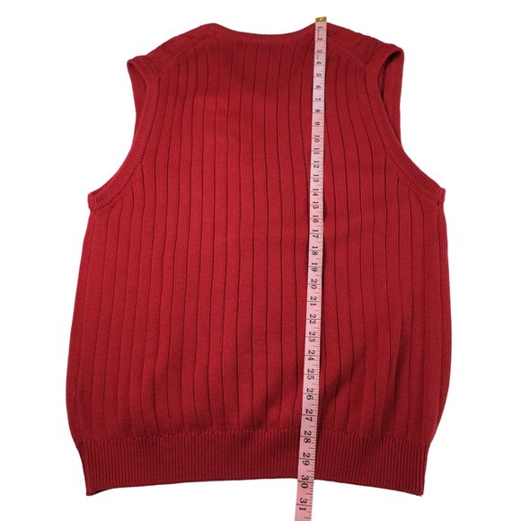 LYLE & SCOTT Sweater Vest Mens L Ribbed Combed Cotton Red - Picture 7 of 7